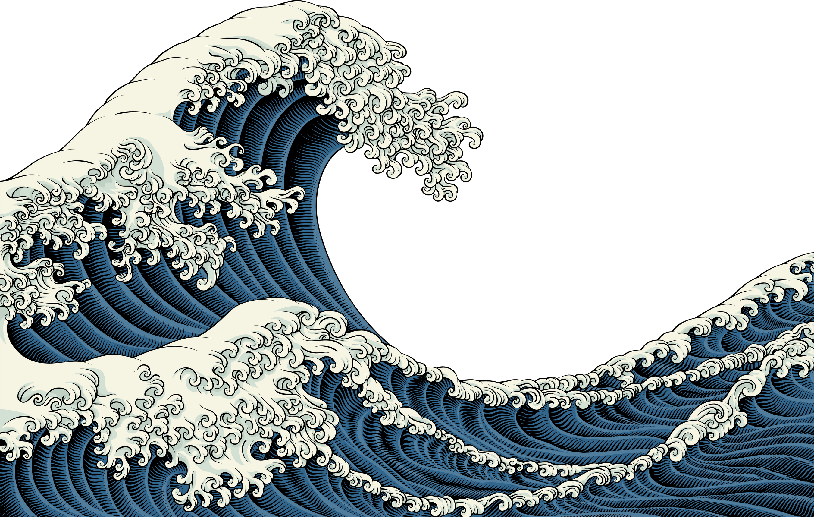 Japanese Great Wave Sea Japan Engraved Art Design